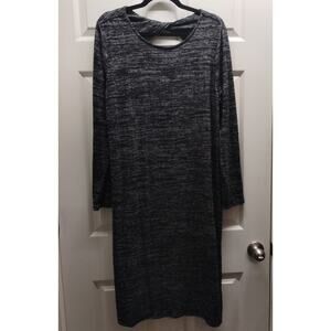 GAP Women's Size XL Black Gray Softspun Long Sleeve Twist Open Back Midi Dress